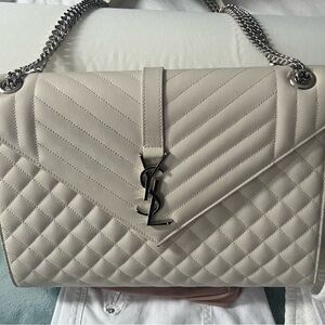 Yves Saint Laurent Ivory Quilted Shoulder Bag